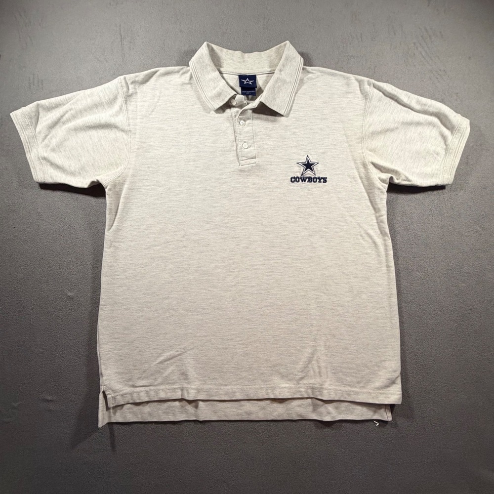 Dallas Cowboys NFL Polo Shirt Mens Large Gray Short Sleeve Embroidered Star Logo